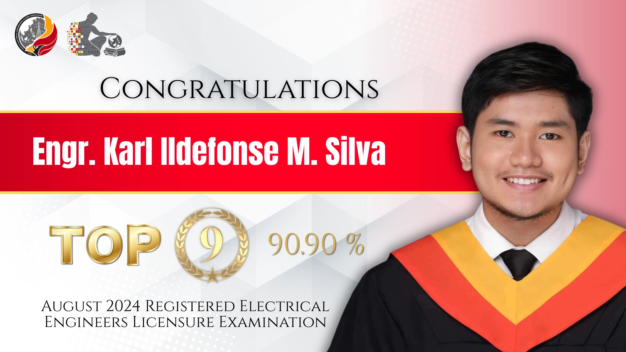 Engr. Karl Ildefonse M. Silva Rises to Top 9 in August 2024 REELE